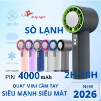 Quạt cầm tay GFS006 có sò lạnh Quạt mini cầm tay 100 cấp độ gió tubor mát lạnh nhỏ gọn di động