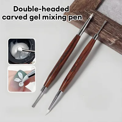 🌸Gỗ Hai Đầu Móng Tay Nghệ Thuật Bàn Chải Silicon Khắc Hoa Dán Bút DIY Dụng Cụ Làm Móng Tay Keo Inox Hỗn Hợp Bút