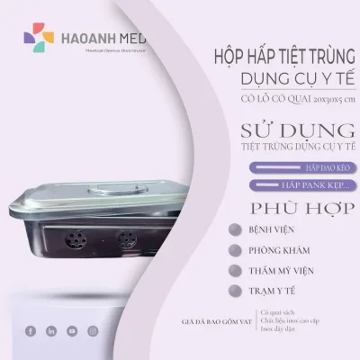 Hộp Inox Hấp Dụng Cụ Y Tế Cao 5cm, Các Size 10x20 / 16x24 / 20x30 cm
