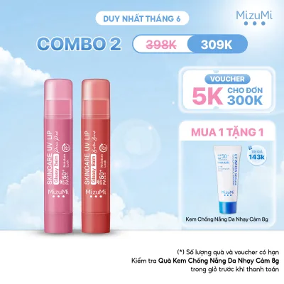 Combo of 2 Mizumi Uv Lip Glassy Balm 3.5g Sunscreen Lip Balms