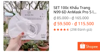 SET 100c Khẩu Trang N99 6D AnMask Pro 5 lớp lọc công nghệ nano loại bỏ 99% bụi mịn,vi khuẩn đạt chuẩn Hoa Kỳ