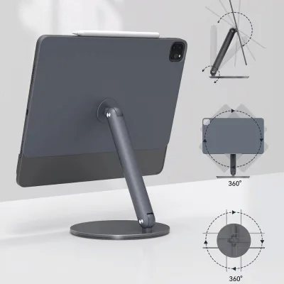 Giá Đỡ Nhôm nguyên khối cho máy tính bảng-iPad Hít Nam Châm Đế Xoay 360 WIWU Hubble Tablet Stand ZM-310