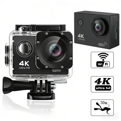 Camera Thể Thao 4K Mini Chống Nước 30M - Máy Ảnh Wifi Điều Khiển, Pin Rời, Quay Phim