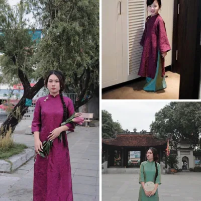 Ao Dai for Mother and Baby Girl, Beautiful Family Ao Dai with Super Beautiful Brocade Fabric Pants, Tet Ao Dai for Baby and Mother