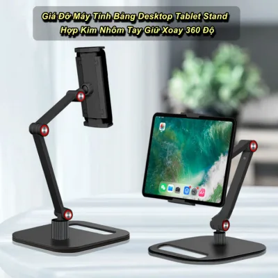Giá Đỡ Điện Thoại, Máy Tính Bảng Creative®️ Desktop Black Hợp Kim Nhôm Tay Giữ Xoay 360 Độ - EuroHome