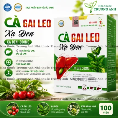 Giải độc gan CÀ GAI LEO XẠ ĐEN giúp bảo vệ gan cho người dùng nhiều rượu bia, nóng trong. Hộp 100 viên