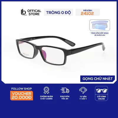 Kính gọng vuông chữ nhật LB Eyewear 24102 kính thời trang nam nữ chất liệu nhựa dẻo, có thể lắp tròng cận, lão, UV