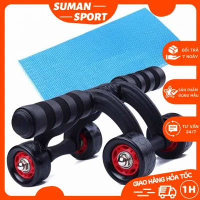 Con Lăn tập cơ bụng Yoga,Gym ❤️tặng miếng thảm❤️ con lăn 4 bánh tập bụng tại nhà hàng cao cấp