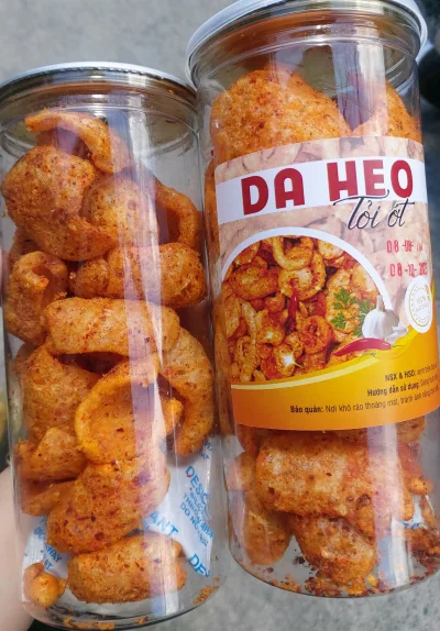 Da heo sấy giòn vị tỏi ớt hộp lớn 170gram chất lượng, đồ ăn vặt ngon, Ăn vặt Thi Thi
