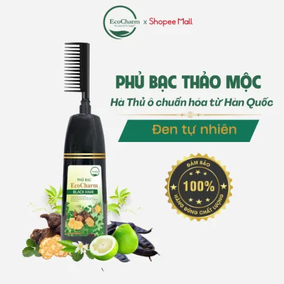 Dầu gội Phủ bạc thảo dược đen tóc Ecocharm, thành phần thiên nhiên, dễ sử dụng tại nhà 190ml