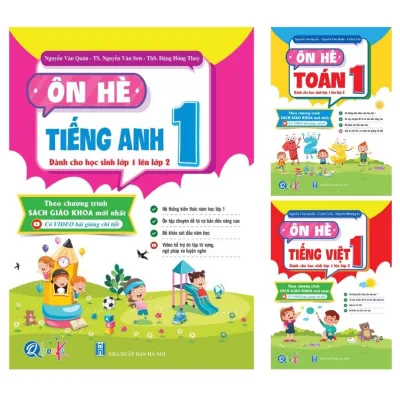 Sách - Dành cho học sinh từ lớp 1 lên lớp 2 - Bộ 3 quyển - Ôn hè toán, tiếng việt, tiếng anh 1