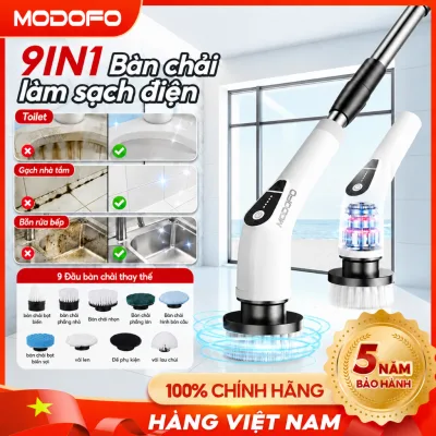 MODOFO Máy Cọ Vệ Sinh Điện 9 Đầu Cọ, Chổi Cọ Nhà Tắm Không Dây, Làm Sạch Khe Gạch Toilet Bếp, Xoay 180°, Sạc USB