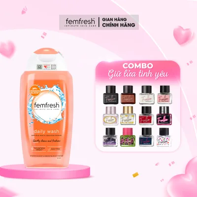 Love Fire Combo - Femfresh Daily Cleaning Solution 250ml & Foellie Intimate Perfume 5ml Long-Lasting Fragrance, Deodorant