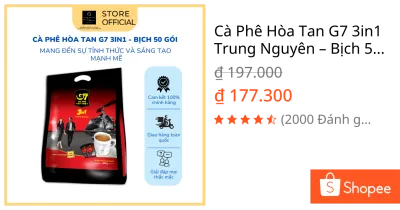 Cà Phê Hòa Tan G7 3in1 Trung Nguyên – Bịch 50 Gói – Cà Phê Sữa Hòa Tan Tiện Lợi, Đậm Vị Việt