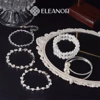Vòng tay nữ Eleanor Accessories đính đá ngọc trai nhân tạo lắc tay lấp lánh phụ kiện trang sức 7097