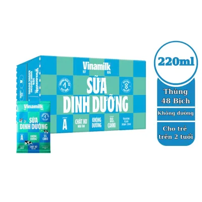 Thùng 48 bịch sữa dinh dưỡng Vinamilk 220ml (các loại) (Giá đã trừ KM)