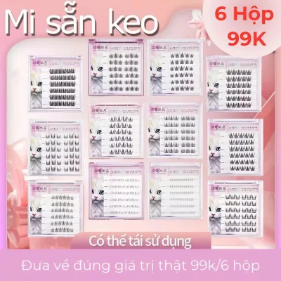 Lông mi giả SẴN KEO 99K/6 hộp, có thể tái sử dụng, chống nước 24h chuẩn dáng Hàn Quốc