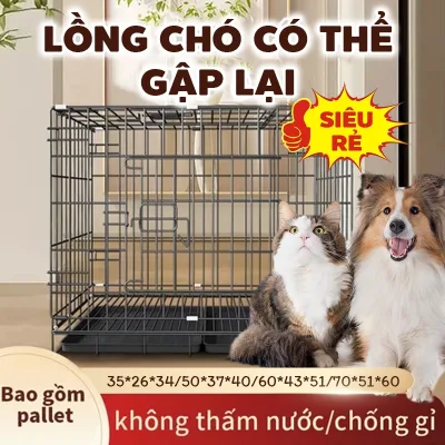 Lồng chuồng nuôi chó mèo giá rẻ Chuồng Nuôi Thú Cưng Gấp Gọn Kèm Khay Chuồng Chó Mèo Sơn Tĩnh Điện S/M/L/XL