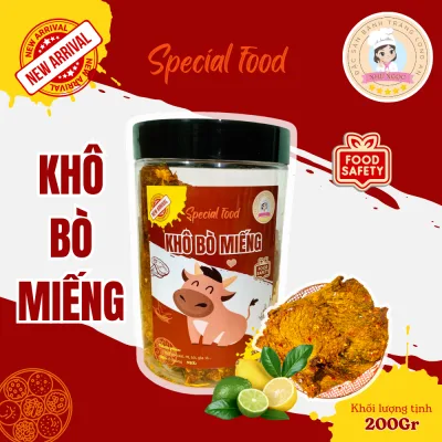 Khô bò miếng (mềm) - Loại đặc biệt thơm ngon - Đồ ăn vặt Như Ngọc - KL 200g (Không tính hủ đựng)