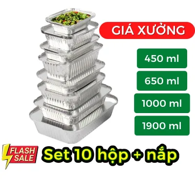 ⚡️𝗫𝗔̉ 𝗞𝗛𝗢⚡️Set 10 Hộp Giấy Bạc - Hộp Nhôm dùng một lần