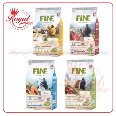 Fine – Natural Organic Food for Dogs with Beef/Sheep/Duck Flavor, Salmon Flavor, Made in Korea