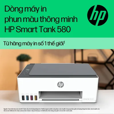 Máy in HP Smart Tank 580 All-in-One (1F3Y2A) - Wireless - In qua thiết bị di động - Hàng HP Việt Nam