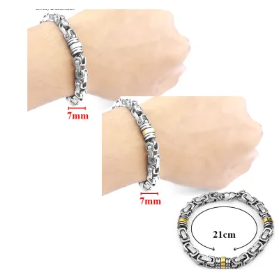 Lắc tay nam hàn quốc 7 ly mạ vàng 24k, kích thước 21 cm, hàng cao cấp titan chuyên dụng cụ đựng nước và thiết bị y tế