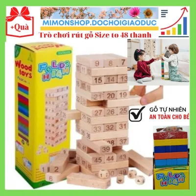Trò Chơi Rút Gỗ 48 Thanh SIZE Loại To Board Game Đối Kháng Trí Tuệ Vui Nhộn - Xếp Hình Domino Xả Stress MIMON