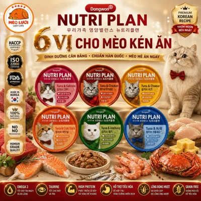 Pate Mèo Nutri Plan Nutriplan Dongwon Hàn Quốc 6 Vị Cao Cấp | Thức Ăn Ướt Cho Mèo Kén Ăn Giàu Omega 3 Taurine