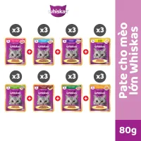 Bộ 24 Túi Thức Ăn Dạng Sốt Cho Mèo Trưởng Thành WHISKAS 80G - Dinh Dưỡng Hoàn Thiện & Cân Bằng Cho Mèo Từ 1 Tuổi trở Lên