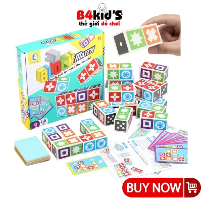 Đồ chơi board game xếp hình khối block match hoạ tiết 3D nhanh tay nhanh mắt 4 người chơi vui nhộn B4KIDS - L13