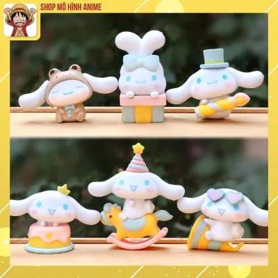 Bộ 6 Mô Hình Thỏ Trắng Cinnamoroll Tai Dài Siêu Ngộ Nghĩnh, Mô Hình Cao 7cm, Decor Trang Trí, Bộ Sưu Tập Nhân Vật