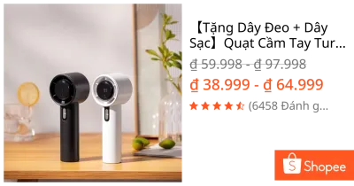 【Tặng Dây Đeo + Dây Sạc】Quạt Cầm Tay Turbo Tốc Độ Gió Cực Mạnh - Quạt Làm Mát Nhanh,Quạt tích điện mini pin cao 5000 mah