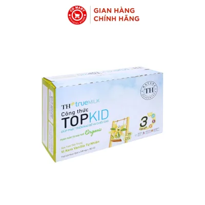 Thùng 48 Hộp Sữa Tươi Tiệt Trùng TH true MILK Công Thức TOPKID Hoàn Toàn Từ Sữa Tươi Organic – Vị Kem Vanilla Tự Nhiên 1