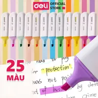 Bút highlight Deli 25 màu đánh dấu nhớ dòng dạ quang Deli màu pastel/neon cho học sinh