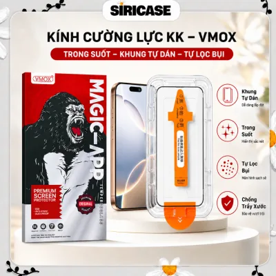 Cường Lực iPhone KK VMOX Tự Dán Tự Hút Bụi, Trong Suốt Full Màn Hình Cho iPhone X/XS/XR/11/12/13/14/15/16/Pro/Max Siri