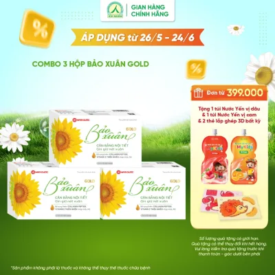 Combo 3 hộp viên uống Bảo Xuân Gold giúp hỗ trợ tăng cường nội tiết tố nữ, làm đẹp da, gìn giữ nét xuân