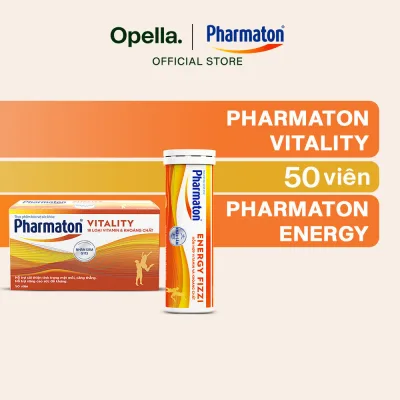 Bộ 1 Thực Phẩm Bảo Vệ Sức Khỏe Pharmaton Vitality Dạng Vỉ Hộp 50 Viên + Thực phẩm bảo vệ sức khỏe Pharmaton Energy Fizzi