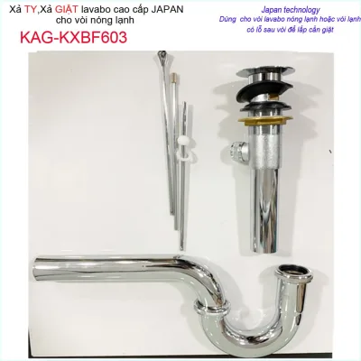 Xả ty giật vòi lavabo nóng lạnh KAG-KXBF603, Trọn bộ xả cần giật chậu rửa mặt Japan technology thoát nhanh vệ sinh sạch