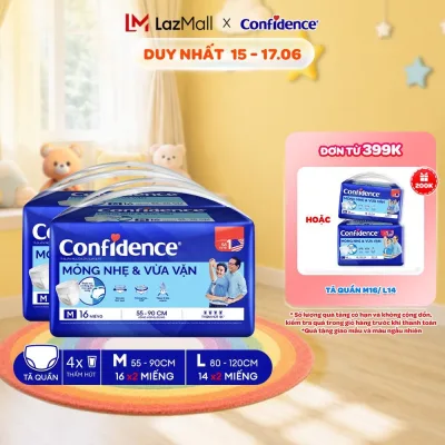 Combo of 2 Confidence Slim&Fit Adult Diapers, Size M/L, Pack of 20/18/16 Pieces