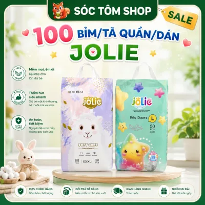 Combo 2 bịch Bỉm/tã quần/dán Jolie hàng xuất Anh phiên bản cao cấp đủ size S đến 4XL