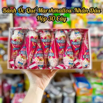 Hộp 30 Cây - Kẹo Bông Marshmallow Ốc Quế Nhân Dâu Nhân Xoài Cho Bé Yêu - Bánh Kẹo Halloween - Túi Kẹo Halloween