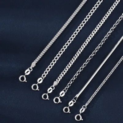 Vòng Cổ Bạc 925 Nữ Dây Xích Thiết Kế Khác Nhau / Chiều Dài Người Yêu Trang Sức Quà Tặng Nam Phụ Kiện Tùy Chỉnh