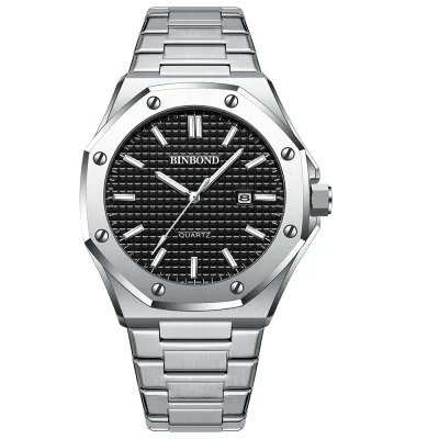 Crbandage binb02 men's watch calendar strong design trend male waterproof living Watch 3atm high-grade stainless steel strap