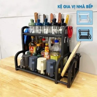 Kệ đựng gia vị và thớt chữ H sơn tĩnh điện- Kệ gia vị 2 tầng
