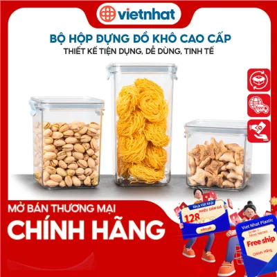 Hộp đựng thực phẩm đồ khô, có nắp cài kín cao cấp Hokori HKH Nhựa Việt Nhật Premium