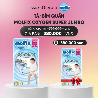 Tã/bỉm quần Molfix Oxy Super Jumbo giúp Ngừa Hăm Tã đủ các size M,L,XL,XXL,XXXL