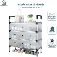 Kệ Giày Inox 5 Tầng Có Vách Ngăn Chắn Bụi, Giá Inox Để Giày Dép 4 - 5 Tầng Có Nắp Đậy, Tủ Giày Thế Hệ Mới - HÀNG CHÍNH HÃNG MINIIN