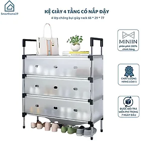 Kệ Giày Inox 5 Tầng Có Vách Ngăn Chắn Bụi, Giá Inox Để Giày Dép 4 - 5 Tầng Có Nắp Đậy, Tủ Giày Thế Hệ Mới - HÀNG CHÍNH HÃNG MINIIN