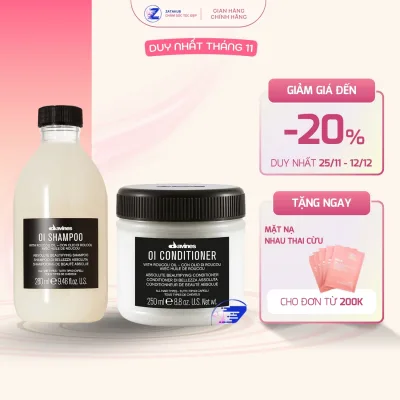 Davines Oi Shampoo & Conditioner Combo 280ml + 250ml – Supports Hair Cleansing & Care, Fragrant & Easy to Use